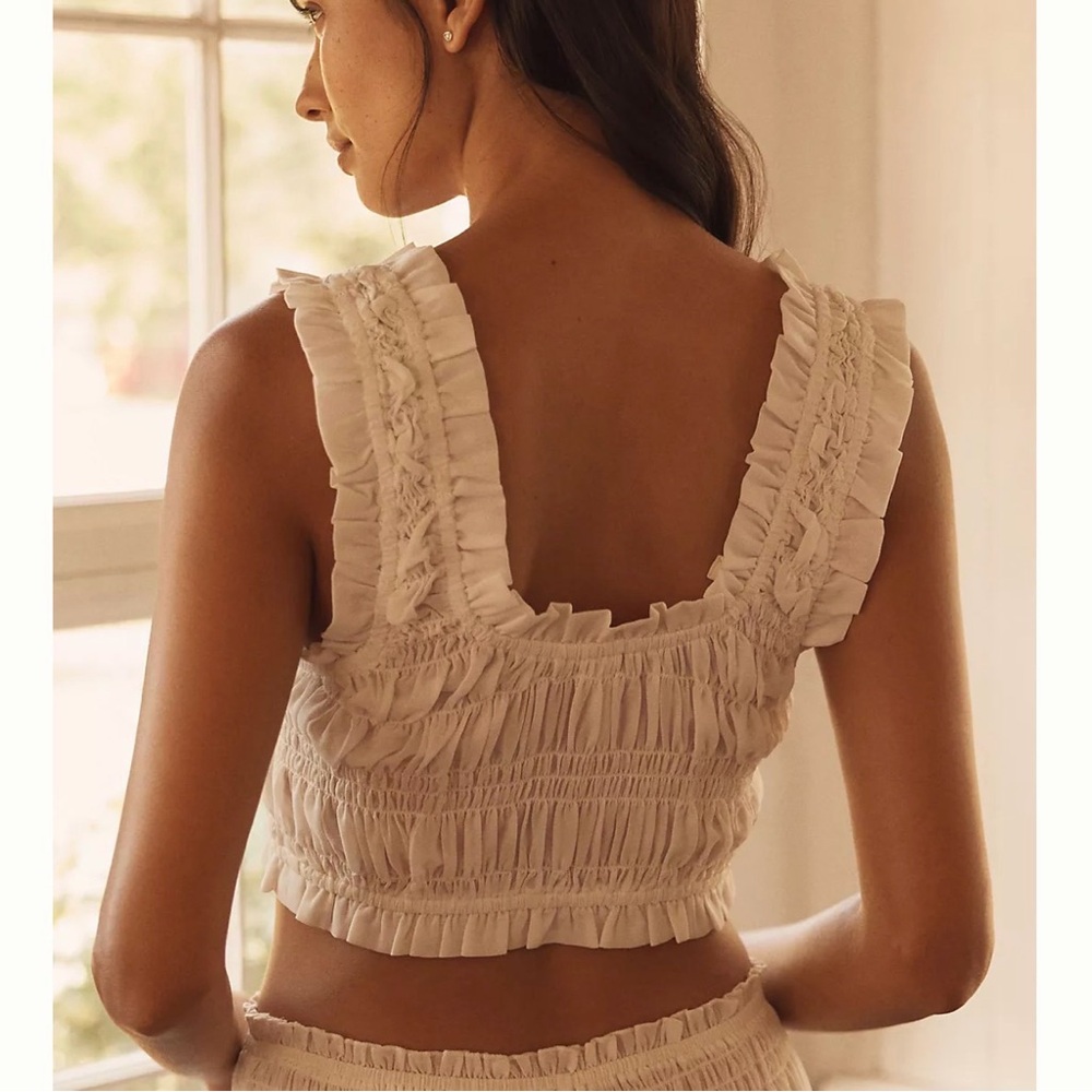 LyreBird Ruched ruffled Bloomer Shorts and Sheet Bralette set Anthropologie med - Picture 8 of 16